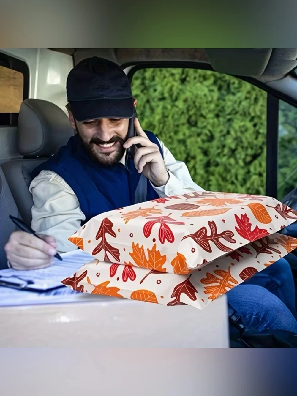 20 14.5” x 19” Halloween Autumn Leaves Poly Mailers